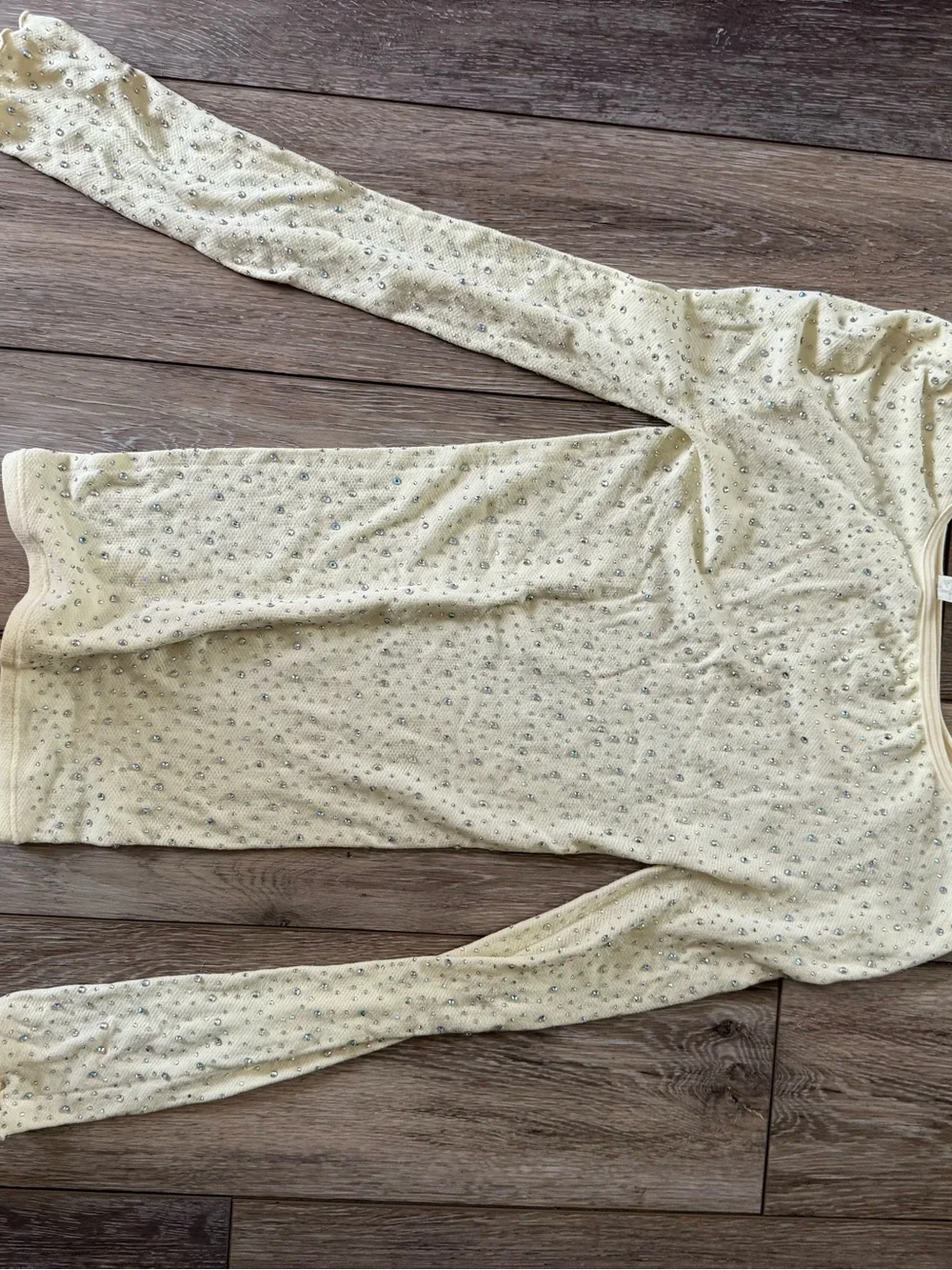 Free People Sparkle Crewneck Long Sleeve Top in yellow